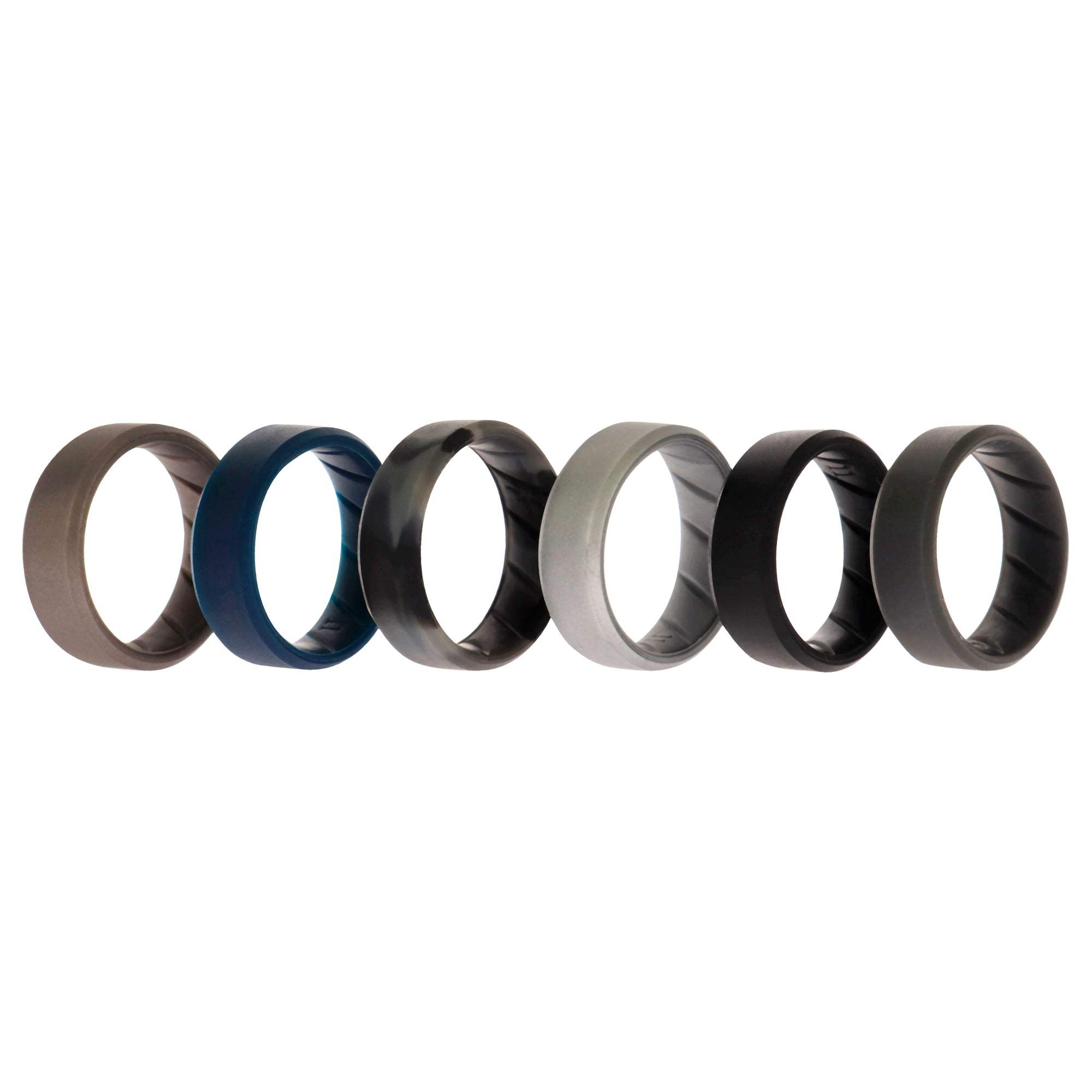 Silicone Wedding BR 8mm Ring Set - Basic-Metal by ROQ for Men - 6 x 11 mm Ring