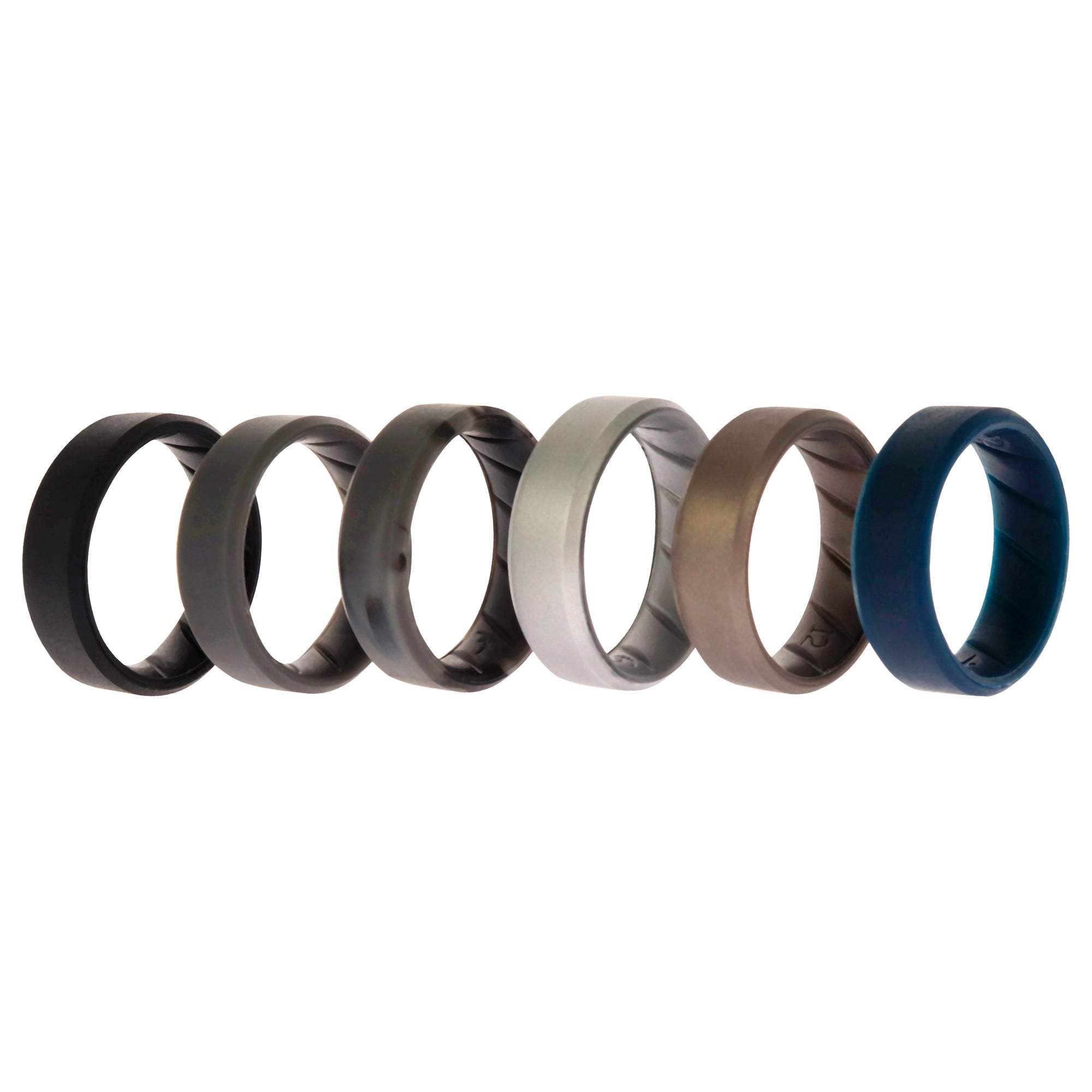 Silicone Wedding BR 8mm Ring Set - Basic-Metal by ROQ for Men - 6 x 12 mm Ring