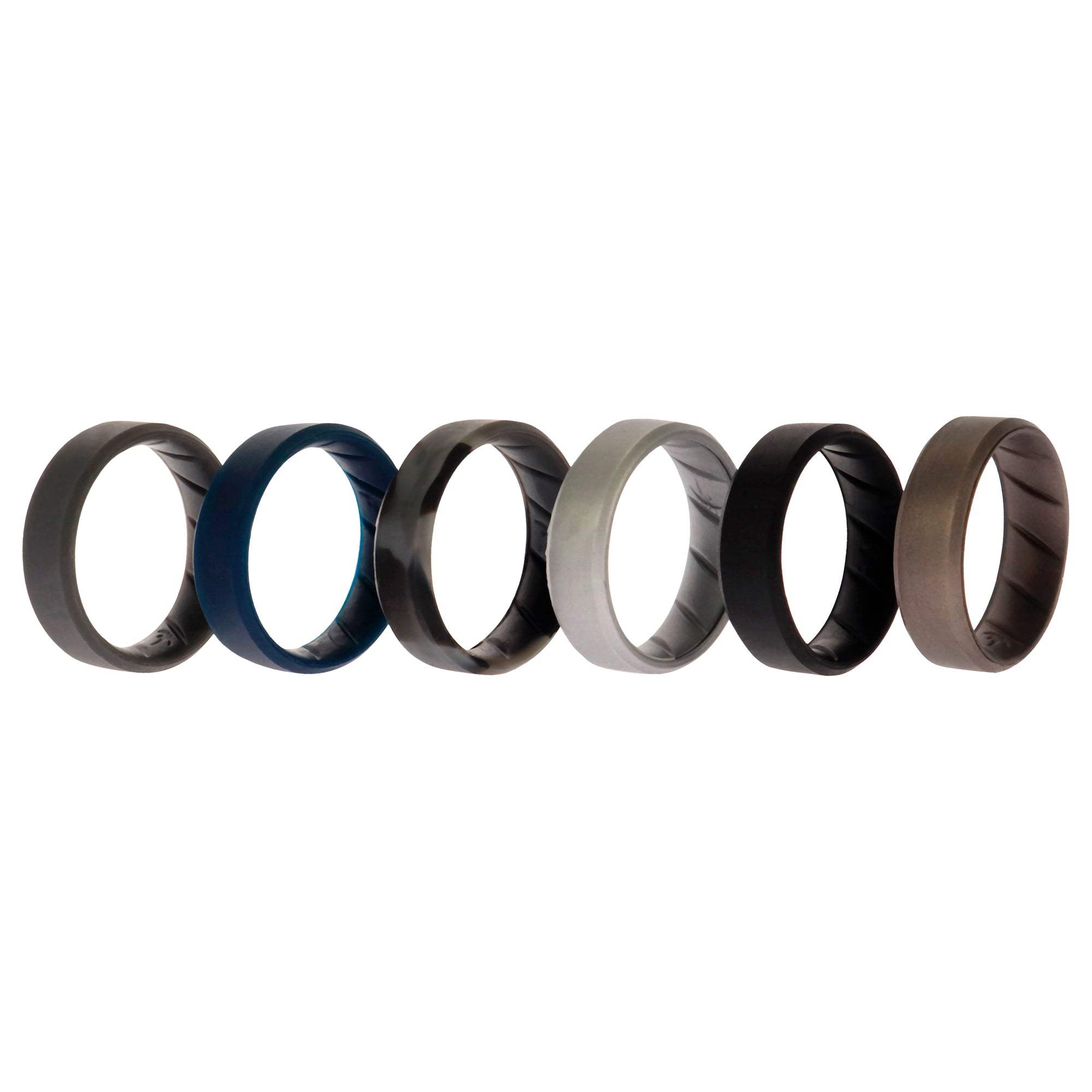 Silicone Wedding BR 8mm Ring Set - Basic-Metal by ROQ for Men - 6 x 14 mm Ring