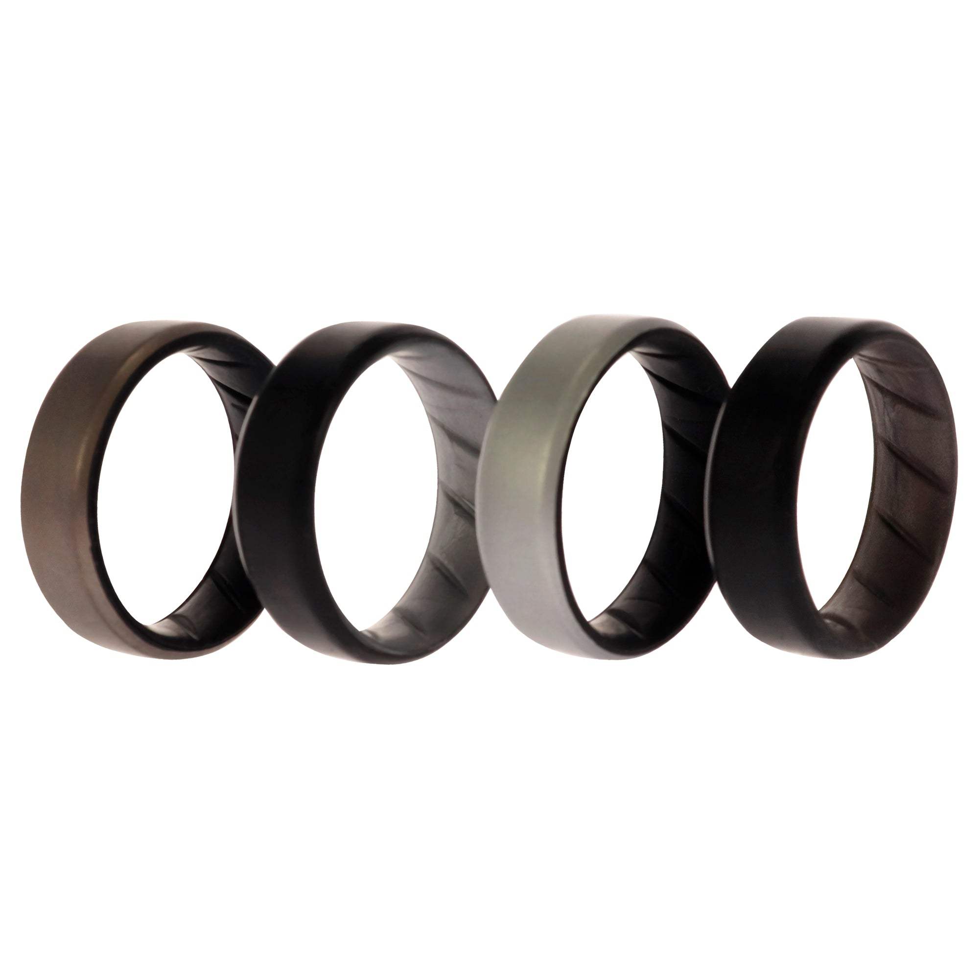 Silicone Wedding BR 8mm Edge Ring Set - Silver by ROQ for Men - 4 x 13 mm Ring