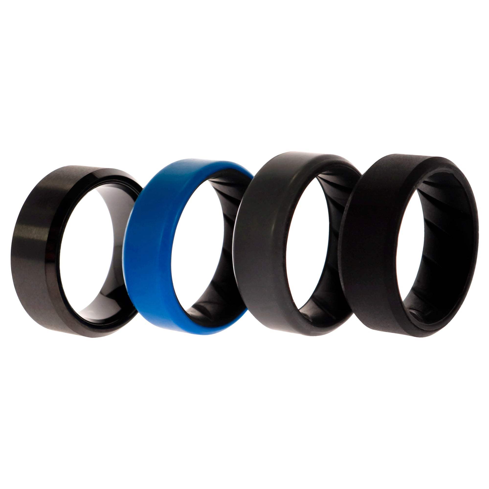 Silicone Wedding BR Twin 8mm Ring - Blue by ROQ for Men - 4 x 7 mm Ring