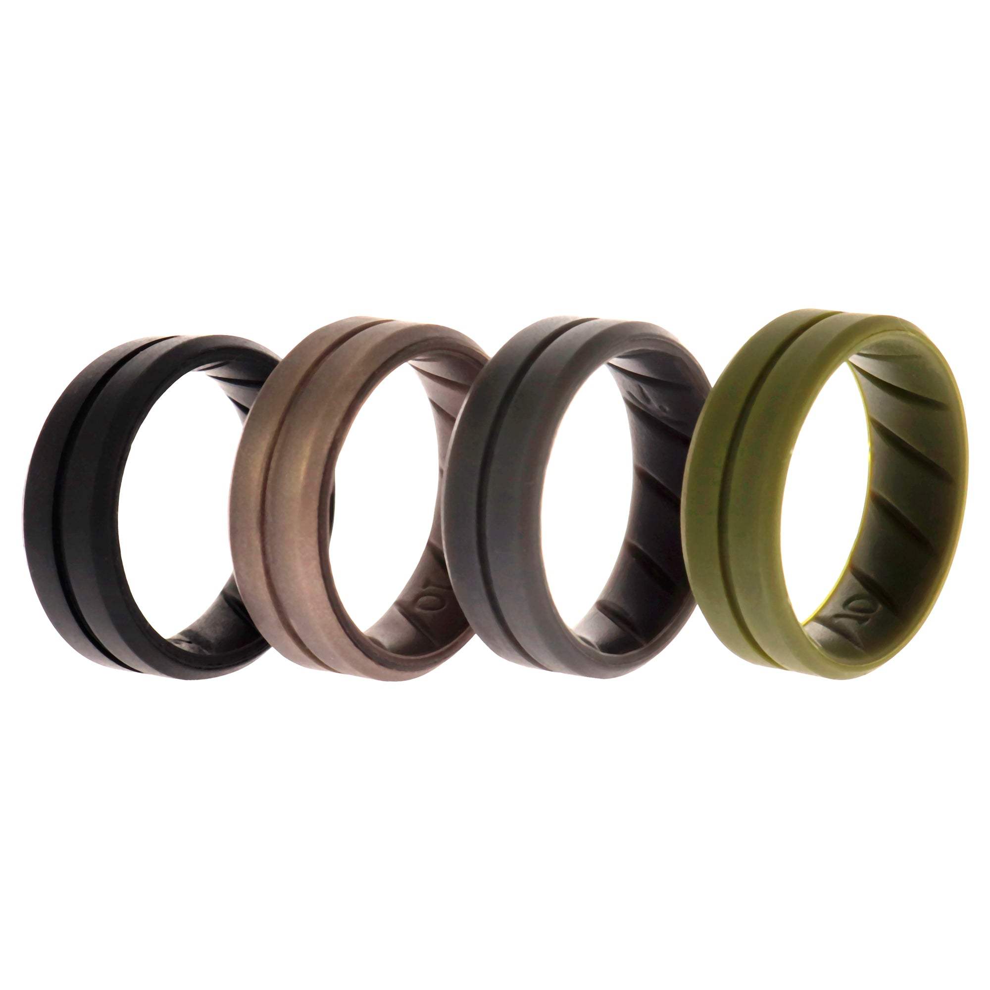 Silicone Wedding BR Middle Line Ring Set - Basic-Green by ROQ for Men - 4 x 10 mm Ring