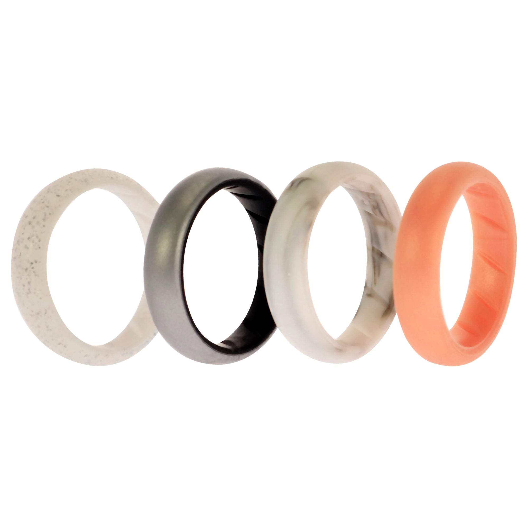 Silicone Wedding BR Solid Ring Set - Silver by ROQ for Women - 4 x 8 mm Ring