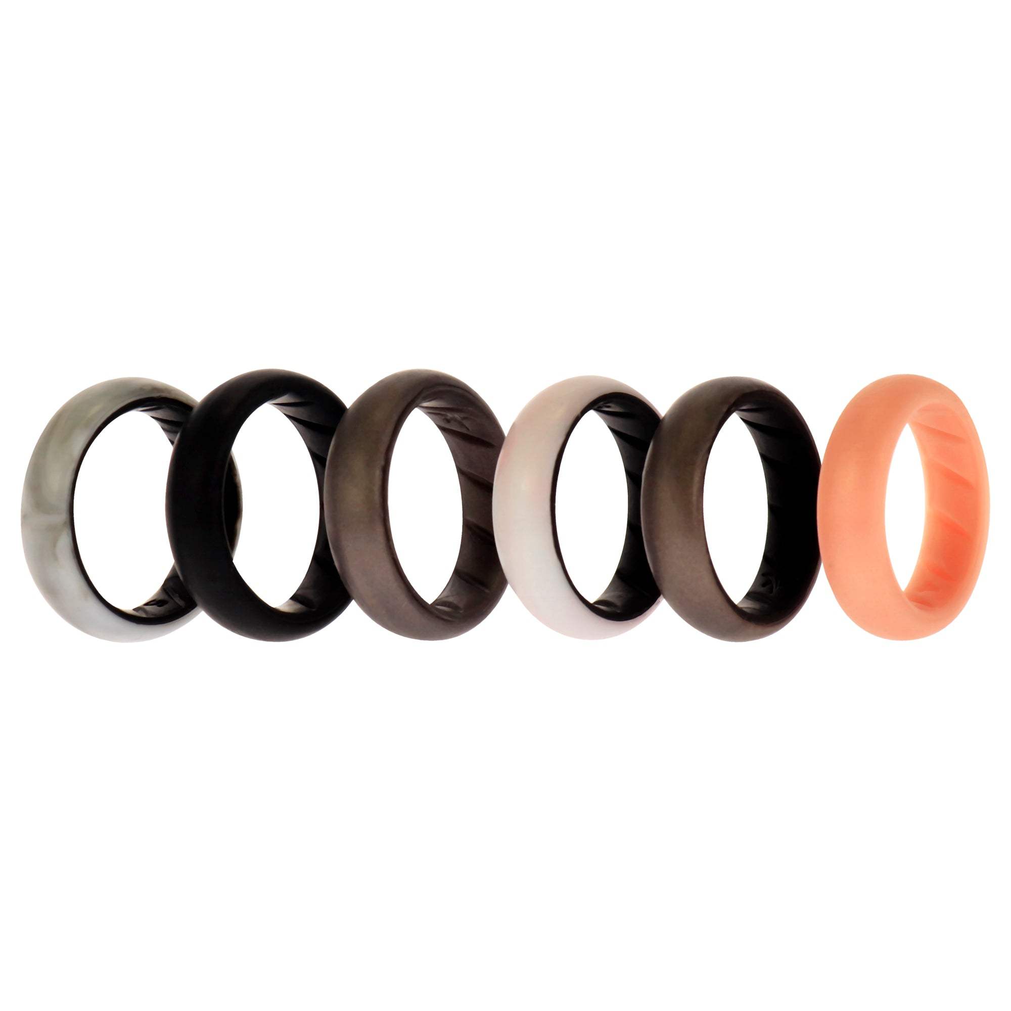 Silicone Wedding BR Solid Ring Set - Marble by ROQ for Women - 6 x 5 mm Ring