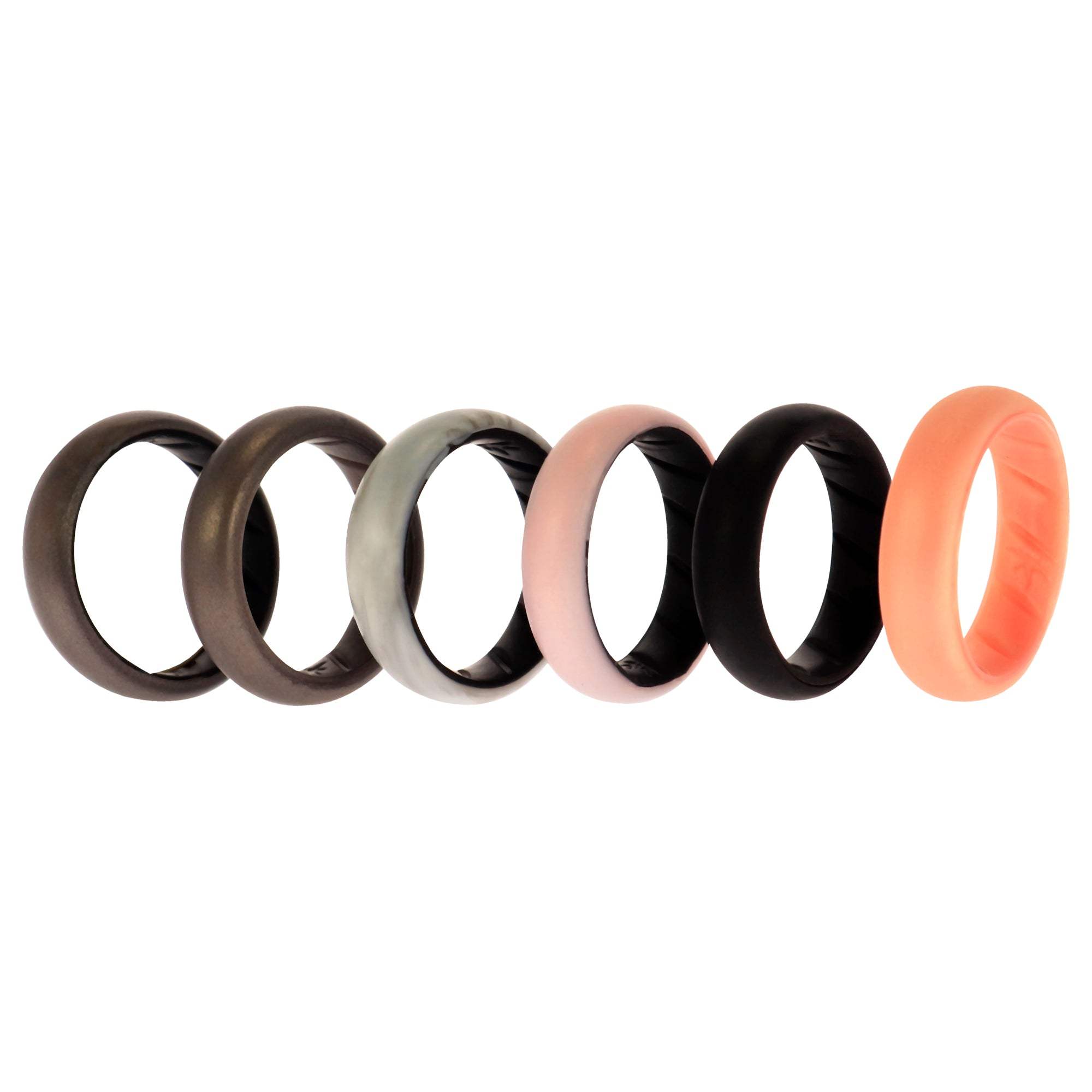 Silicone Wedding BR Solid Ring Set - Marble by ROQ for Women - 6 x 6 mm Ring