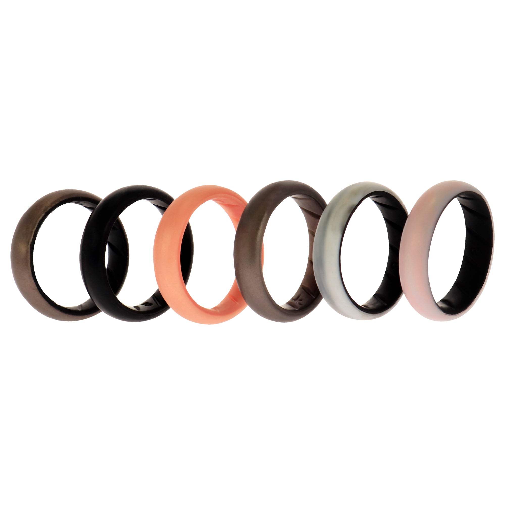 Silicone Wedding BR Solid Ring Set - Marble by ROQ for Women - 6 x 8 mm Ring
