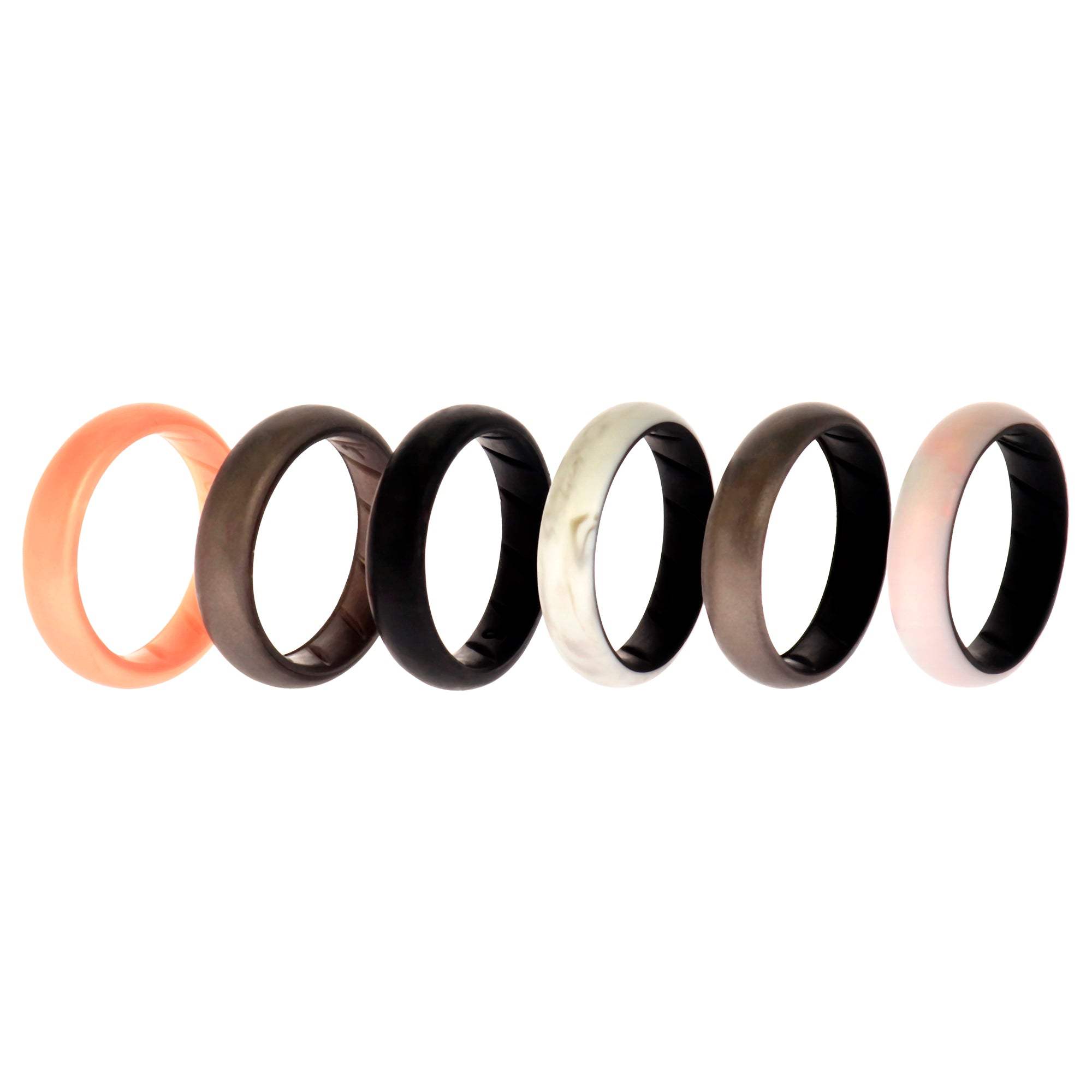 Silicone Wedding BR Solid Ring Set - Marble by ROQ for Women - 6 x 9 mm Ring