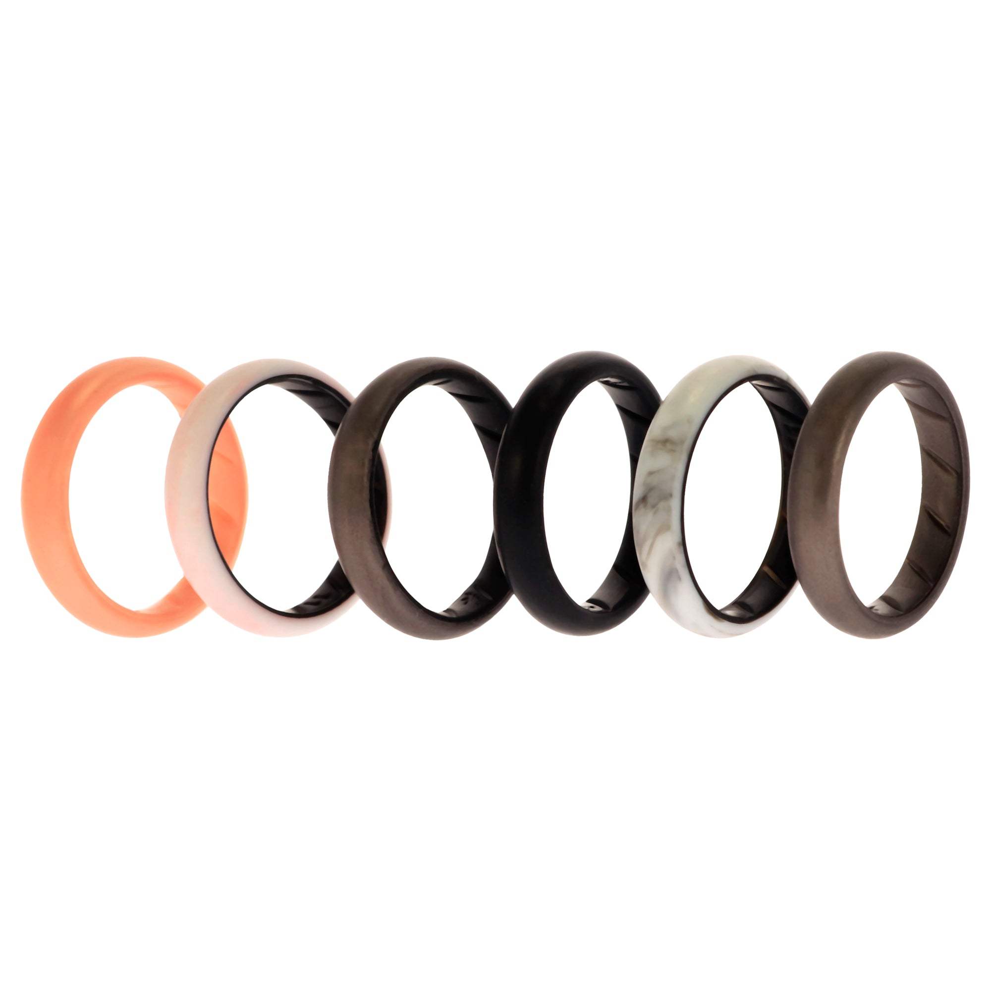 Silicone Wedding BR Solid Ring Set - Marble by ROQ for Women - 6 x 11 mm Ring