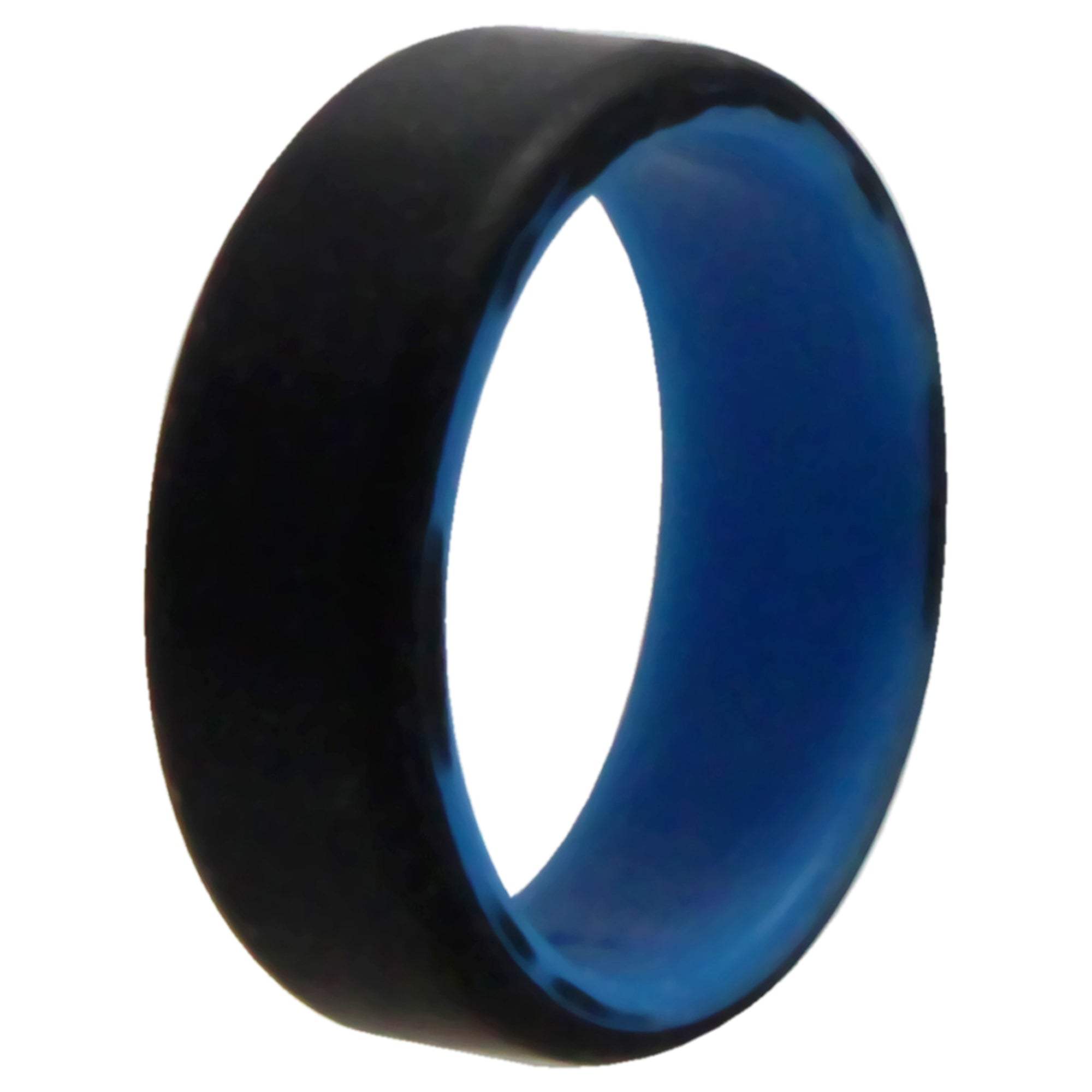Silicone Wedding 2Layer Beveled 8mm Ring - Blue-Black by ROQ for Men - 11 mm Ring