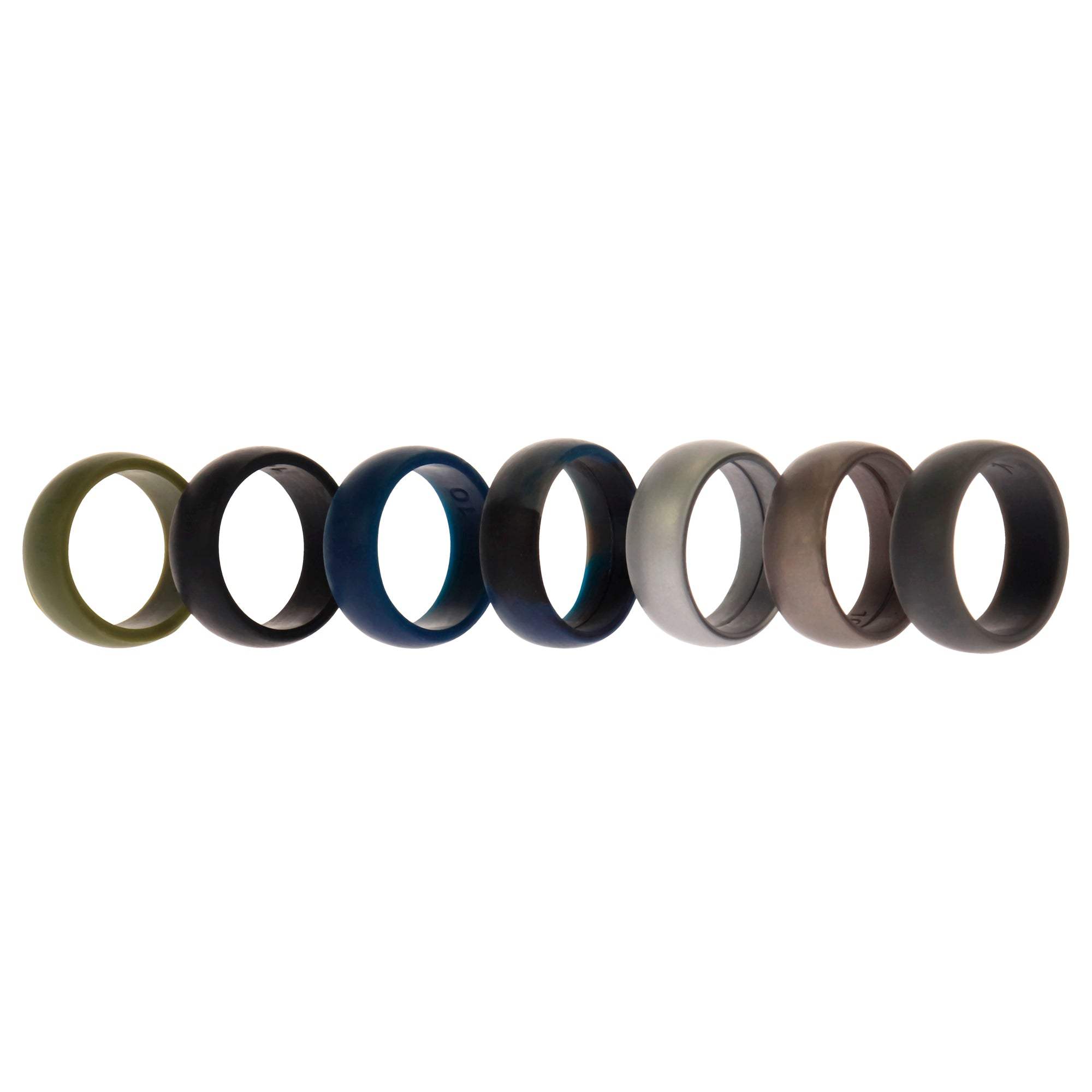 Silicone Wedding Ring Set - Metal-Camo by ROQ for Men - 7 x 10 mm Ring