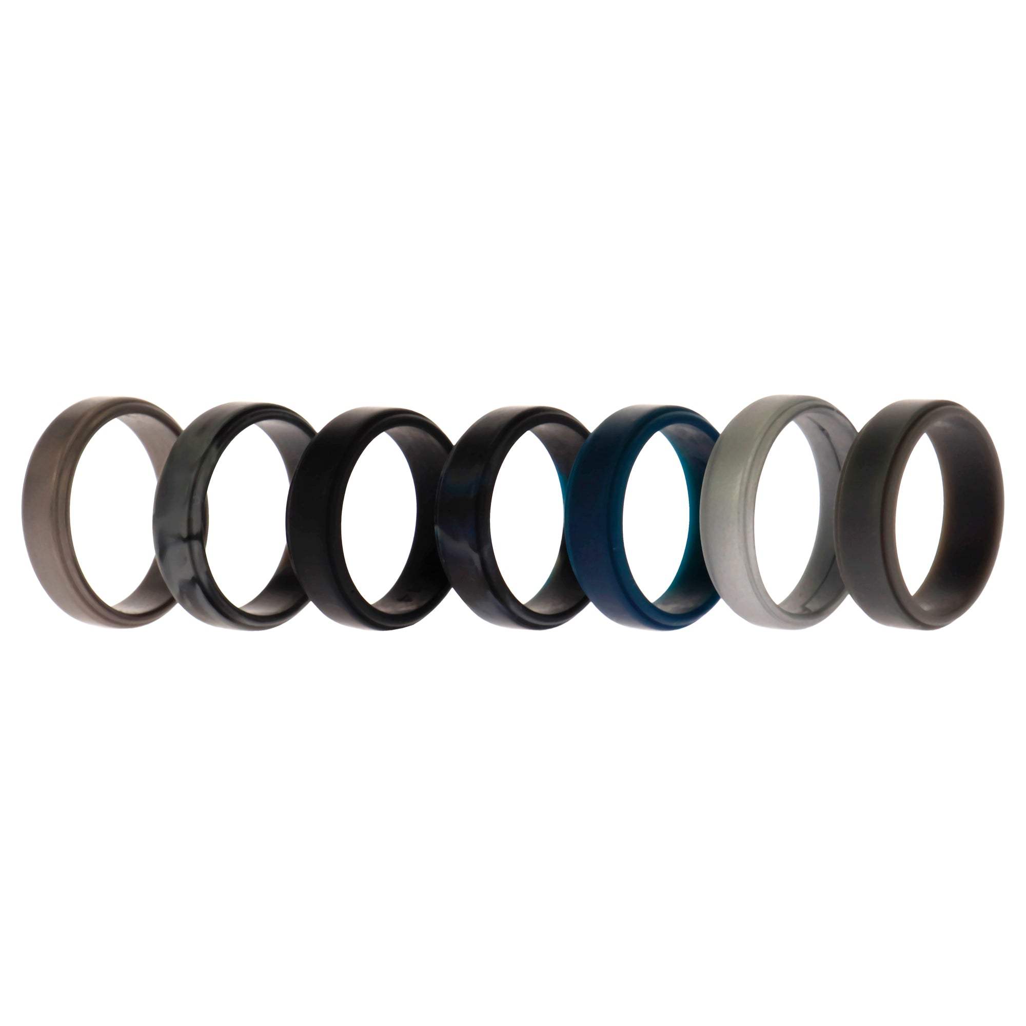 Silicone Wedding Step Ring Set - Metal by ROQ for Men - 7 x 14 mm Ring