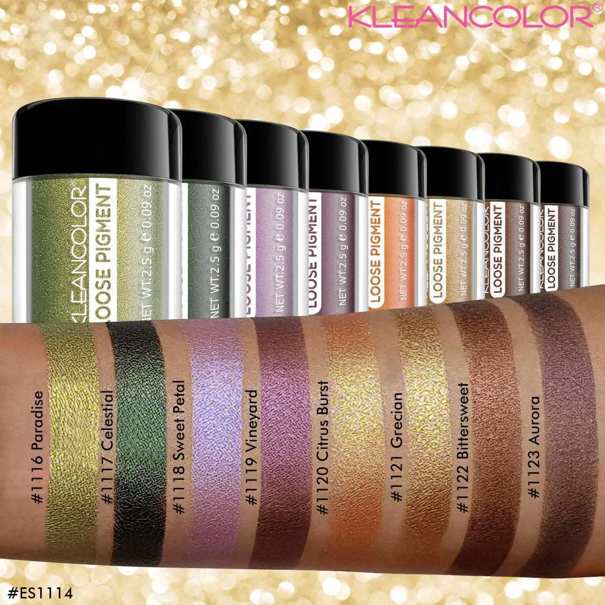KLEANCOLOR Loose Pigment Eyeshadow ES1115 Display Set, 48 Pieces