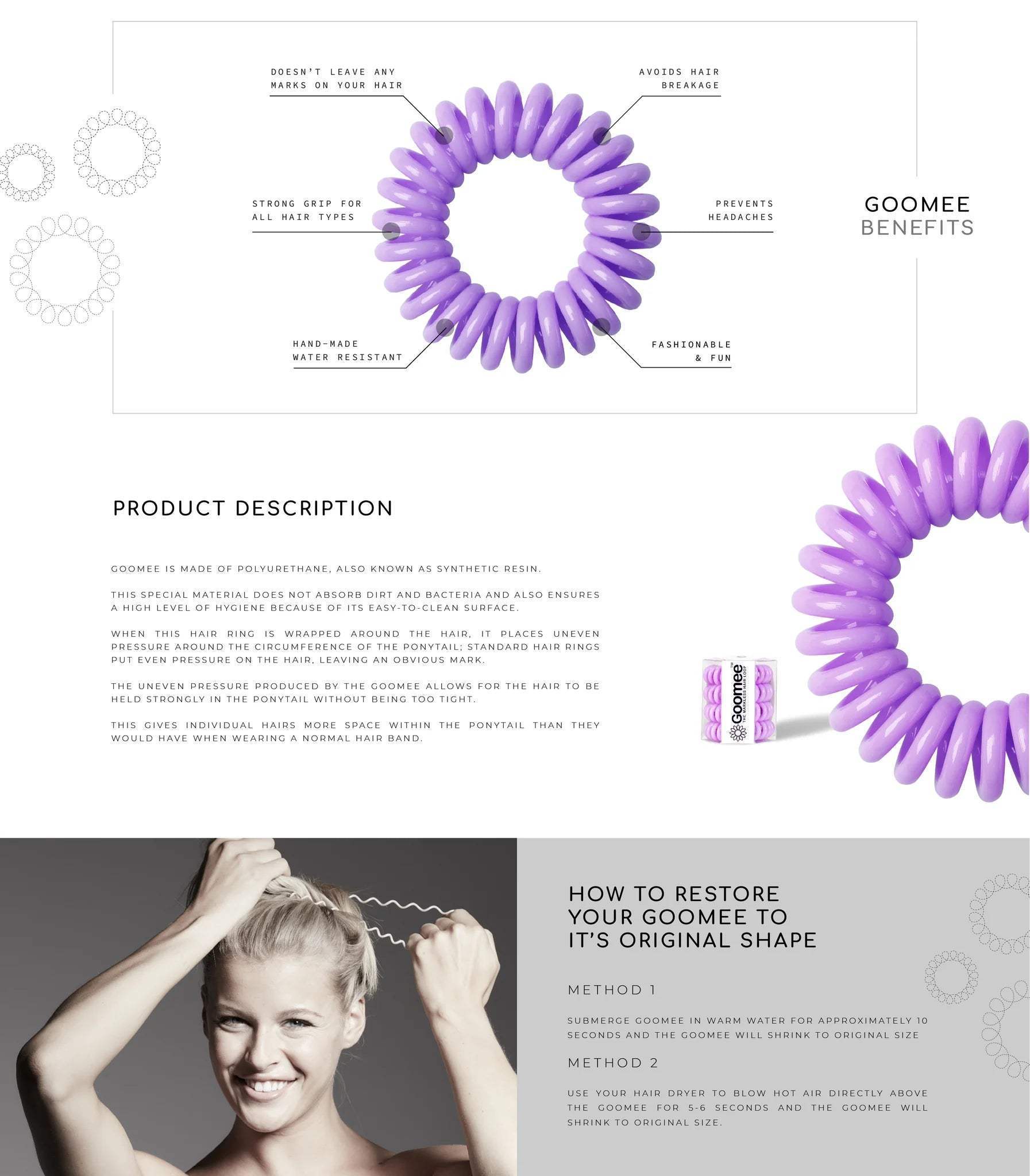 The Markless Hair Loop Set - Let Loose by Goomee for Women - 4 Pc Hair Tie