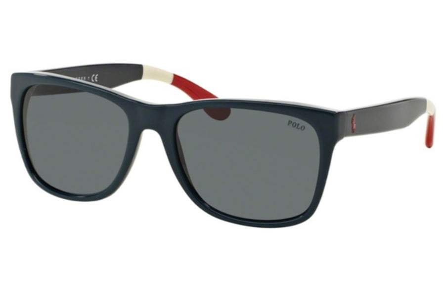 Polo Ralph Lauren PH 4106 5569-87 - Shiny Navy Blue-Grey Blue by Ralph Lauren for Men - 57-18-145 mm Sunglasses