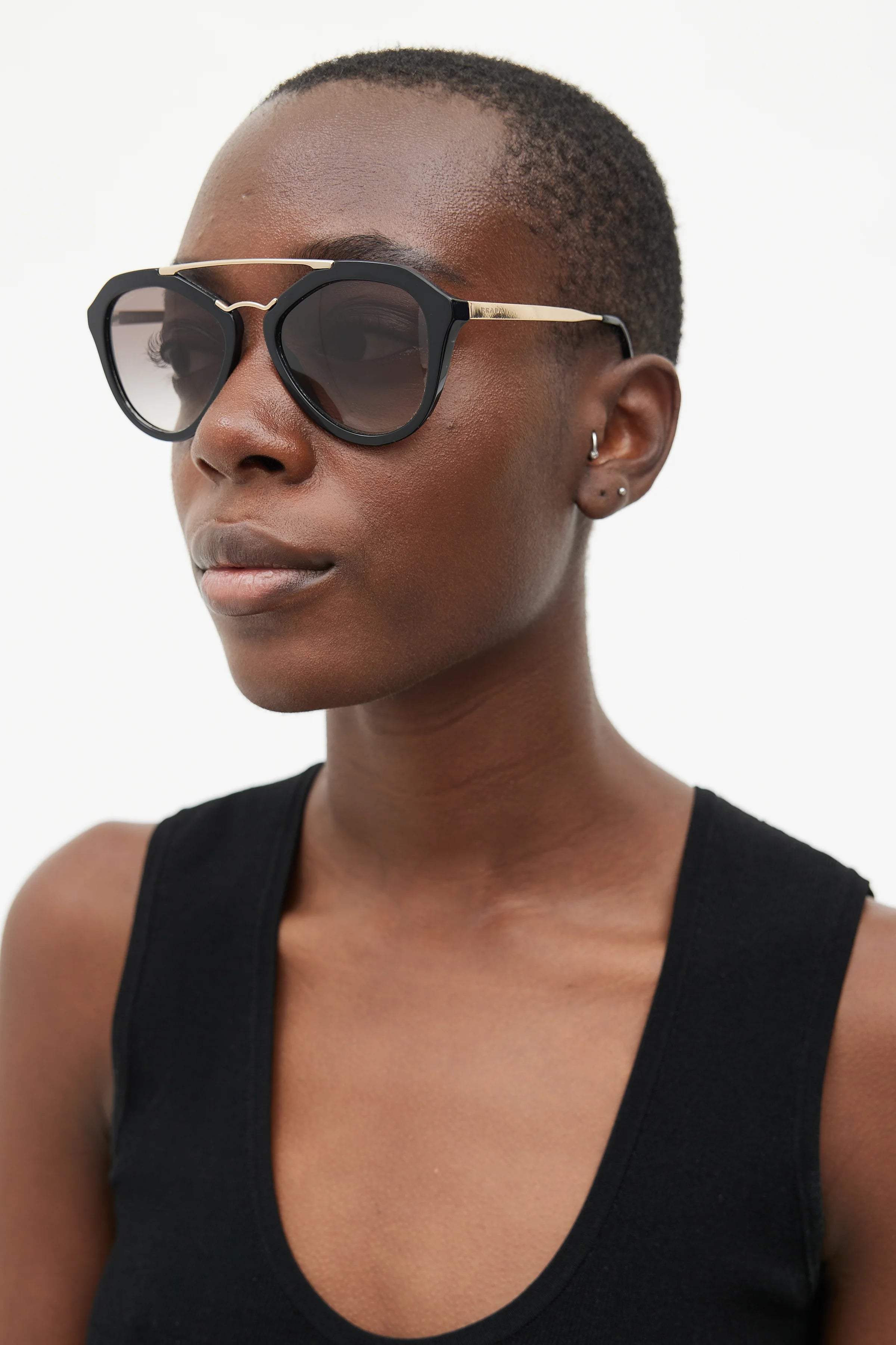 Prada SPR 12Q 1AB-1C0 - Gold Black-Light Brown by Prada for Women - 54-18-135 mm Sunglasses