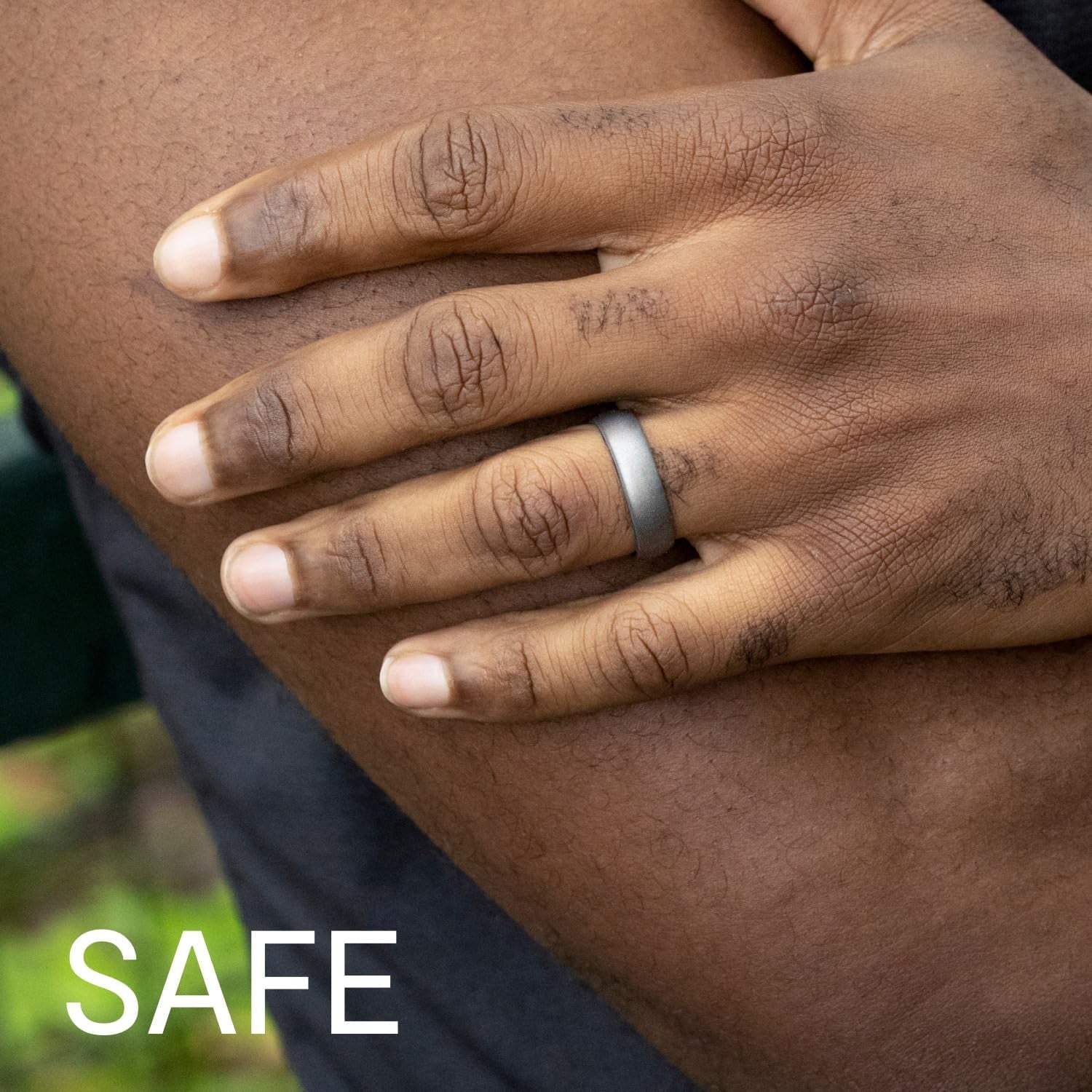 Silicone Wedding 2Layer Beveled 8mm Ring - Bordeaux by ROQ for Men - 11 mm Ring