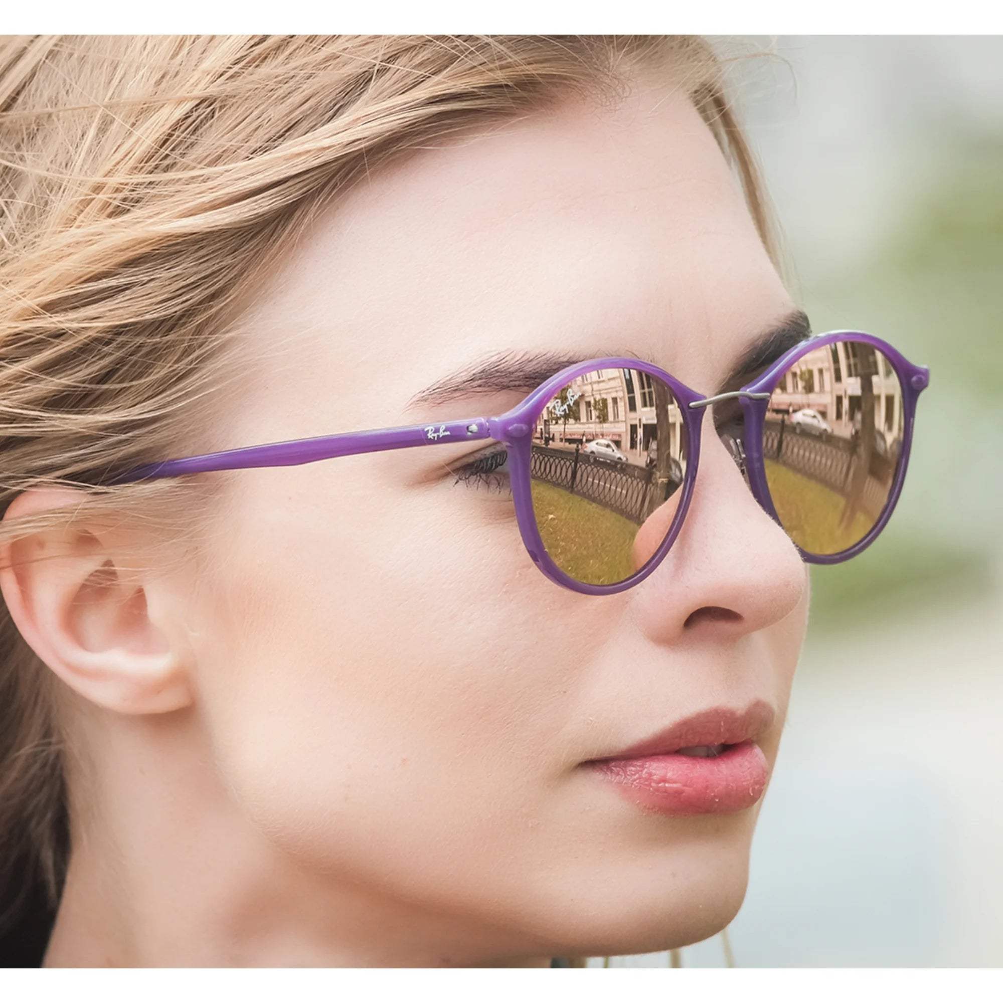Ray Ban RB 4242 6034-2Y LightRay - Violet-Copper by Ray Ban for Women - 49-21-140 mm Sunglasses