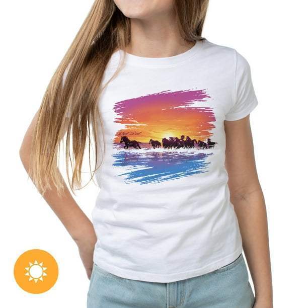 Women Crew Tee - Wild Horse - White by DelSol for Women - 1 Pc T-Shirt (Medium)