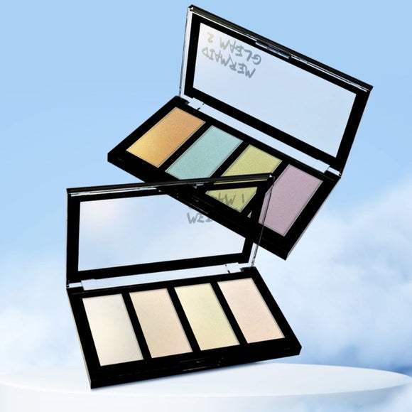 KLEANCOLOR Prismatic Highlighter Palette Mermaid Gleam Display Set, 24 Pieces
