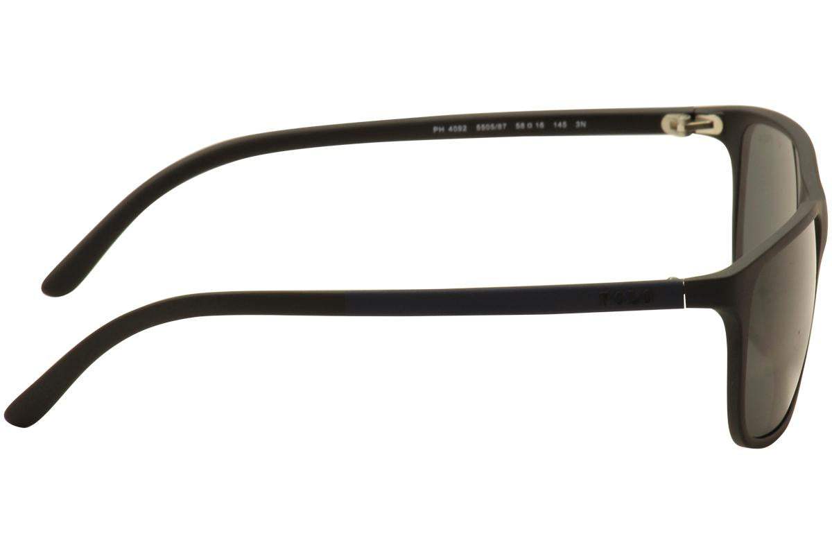 Polo Ralph Lauren PH 4092 553487 - Matte Black-Grey by Ralph Lauren for Men - 58-16-145 mm Sunglasses