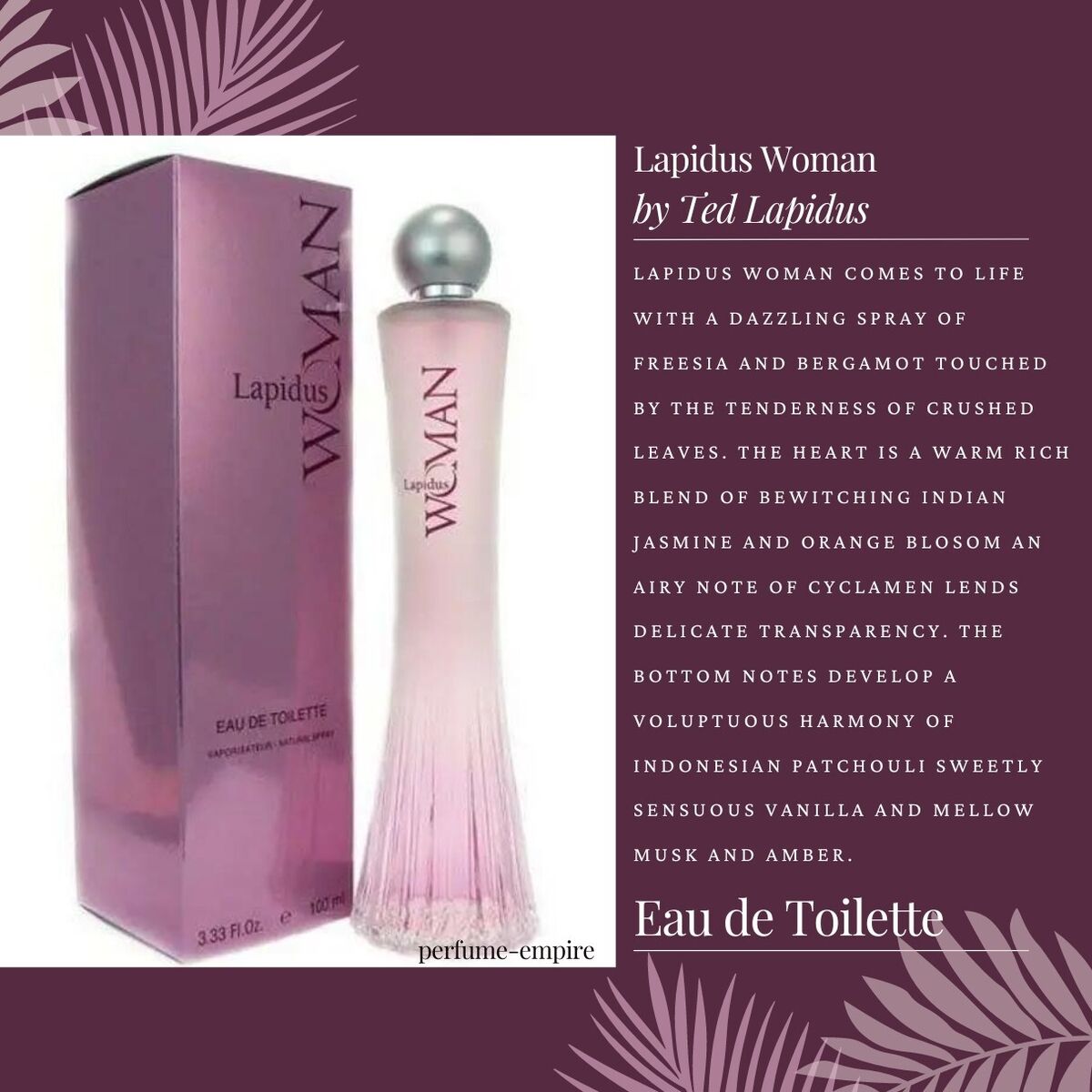 Lapidus by Ted Lapidus for Women - 3.4 oz EDT Spray (Tester)