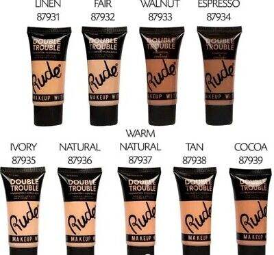 RUDE Double Trouble Foundation + Concealer Acrylic Display Set, 108 Pieces