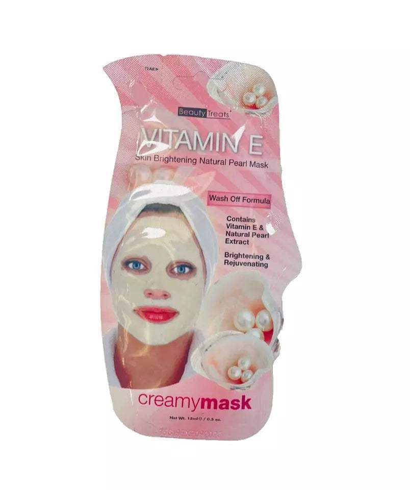 BEAUTY TREATS Vitamin E Skin Brightening Natural Pearl Mask - Display Box 24pcs